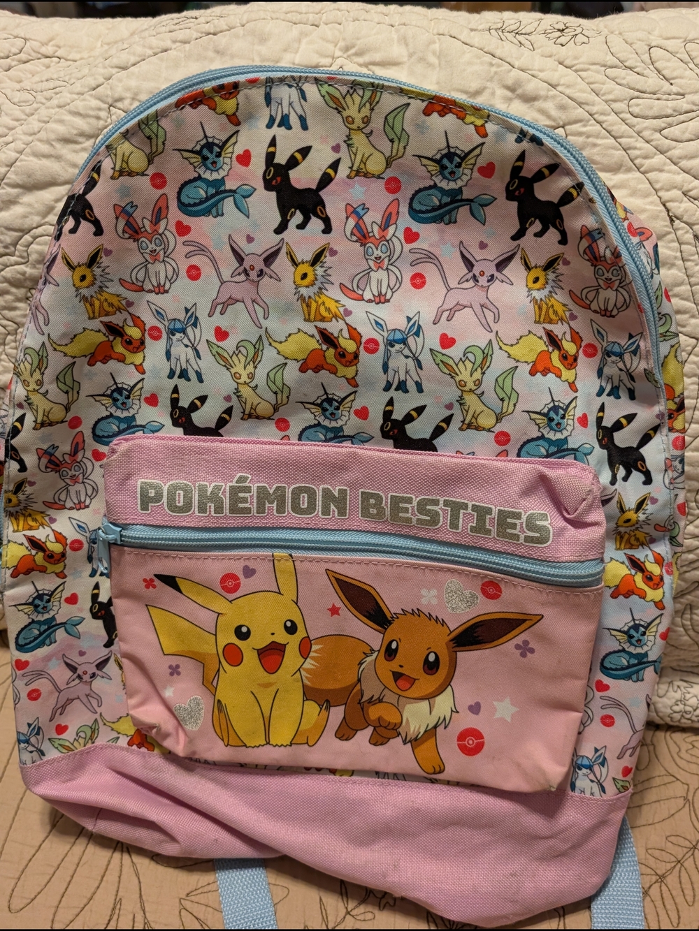 Pokemon Pink & Blue Pikachu and Eevee Kids Backpack